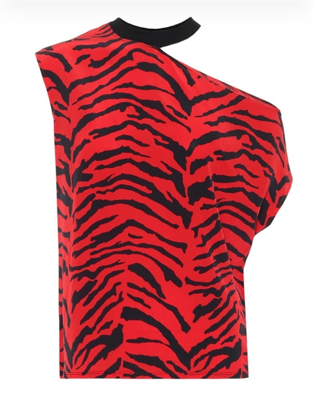 RtA Red Black Sexy Zebra Print Cutout Off Shoulder Silk Blouse / Top size small